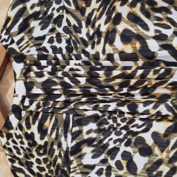 NYDJ Leopard Animal Print Button Front Long Sleeve Shirt Dress Size L - Picture 5 of 10